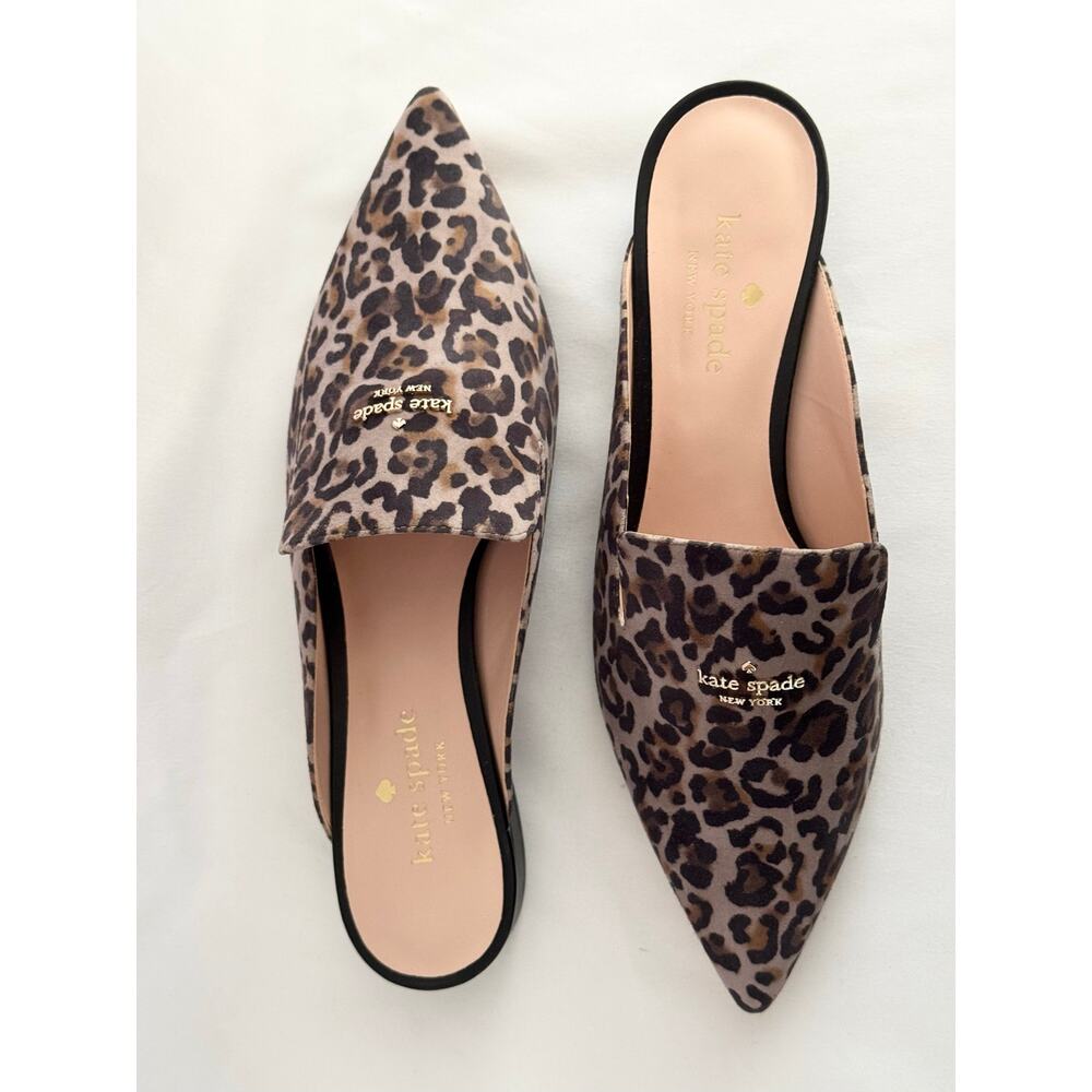 Kate Spade Loretta Leopard Mules NIB Taupe Multi Pointed Toe 10B - Picture 13 of 13